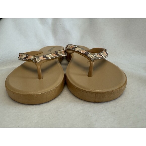 ASHLEY BLUE Crystal Western Beaded Beige Jellies Flip Flops Size 8 - Picture 7 of 11